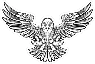 Woodcut Style American Bald Eagle Sticker Die Cut Vinyl Decal