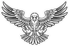 Woodcut Style American Bald Eagle Sticker Die Cut Vinyl Decal