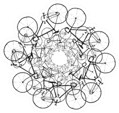 Grunge Bikes In Circle Sticker Die Cut Vinyl Decal