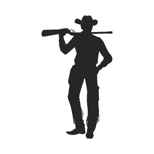 Black silhouette of cowboy with ruffle   Die Cut Vinyl Decal