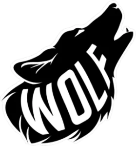 Black Wolf Silhouette and Text Sticker Die Cut Vinyl Decal
