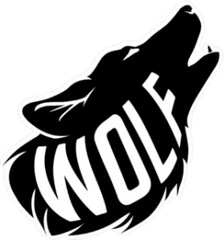 Black Wolf Silhouette and Text Sticker Die Cut Vinyl Decal