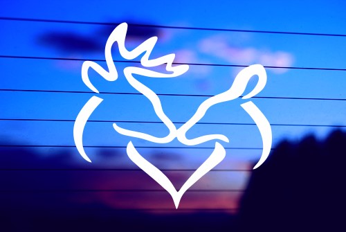 Buck and Doe Deer Head vinyl die cut decal for cars trucks laptops windows