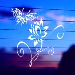 tribal butterfly floral decal detail