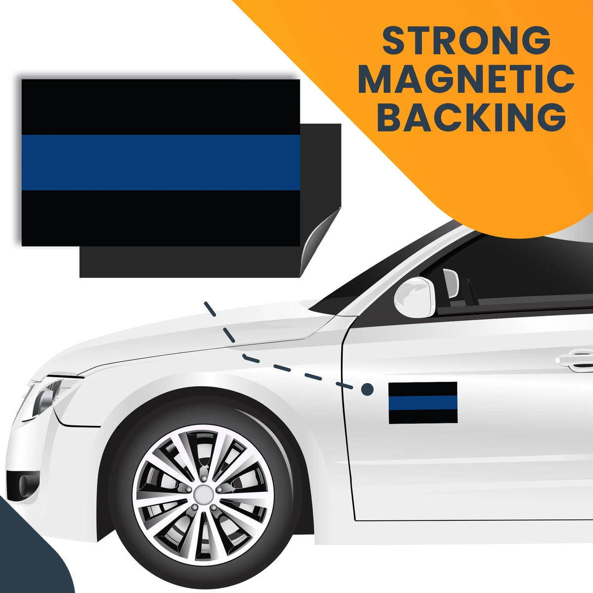 Magnet Me Up Thin Blue Line Vinyl Automotive Magnet,3x5 in | Die Cut Vinyl Decal/ Bumper For Windows, Cars, Trucks, Laptops, Etc.