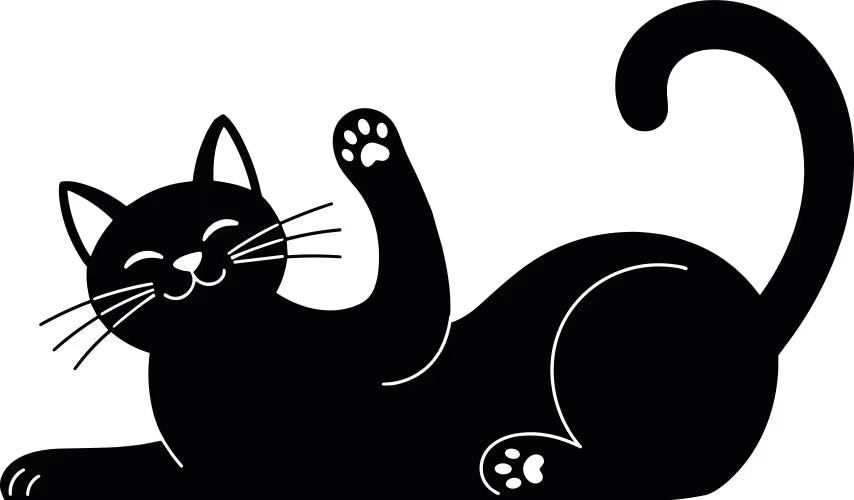 Cat Heart Silhouette Black and White  Die Cut Vinyl Decal