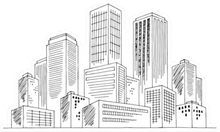 City Graphic Black White Cityscape Skyline Sketch Sticker Die Cut Vinyl Decal