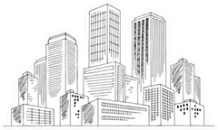 City Graphic Black White Cityscape Skyline Sketch Sticker Die Cut Vinyl Decal