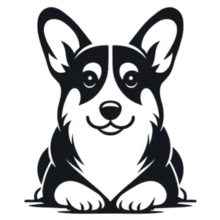 Corgi Sitting Black Sticker Die Cut Vinyl Decal