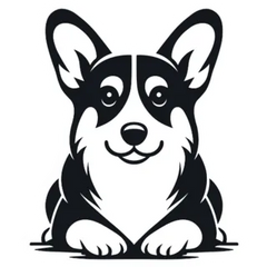 Corgi Sitting Black Sticker Die Cut Vinyl Decal