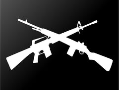 crossed-guns-rifle-shotgun vinyl decal black for cars trucks laptops