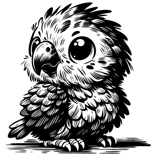 Cute Baby Parrot Linocut Die Cut Vinyl Decal