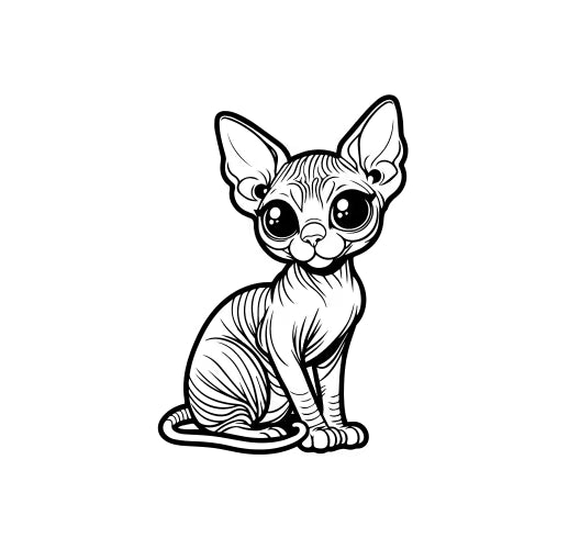 Cute Sphynx Kitten with Big Eyes  Die Cut Vinyl Decal