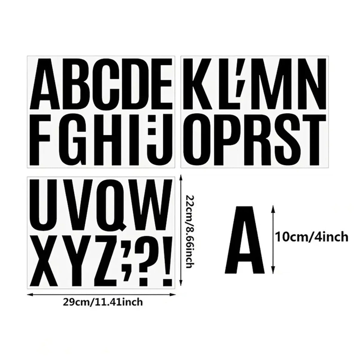 Harlier 3 PCS Waterproof 4-Inch Self-Adhesive Vinyl Stickers - 26 Letters Black Alphabet for Mailboxes | Die Cut Vinyl Decal/ Bumper For Windows, Cars, Trucks, Laptops, Etc.