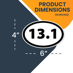 Magnet Me Up 13.1 Half Marathon Black Oval Magnet Decal, 4x6 In, Vinyl Automotive Magnet | Die Cut Vinyl Decal/ Bumper For Windows, Cars, Trucks, Laptops, Etc.