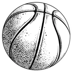 Detailed Black and White Hand Drawing of a Basketball Sticker Die Cut Vinyl Decal