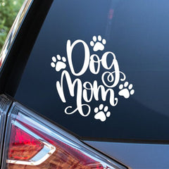 dog mom vinyl die cut decal on car window