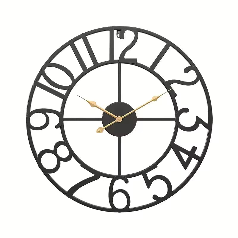 Retro Personality Digital Clock Creative Wrought Iron Living Room Decorative Hanging Clock Watch Home Decoration Wholesale  Die Cut Vinyl Decal