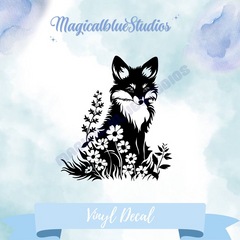 Floral Fox Vinyl Decal  Die Cut Vinyl Decal