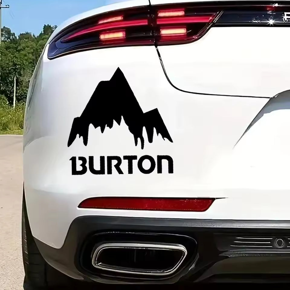 Burton Mountain Self-Adhesive Vinyl Decal, Used for Car Windows, Bumper, Laptops, Windows, Glass, Walls, Waterproof Die Cut Vinyl Decal