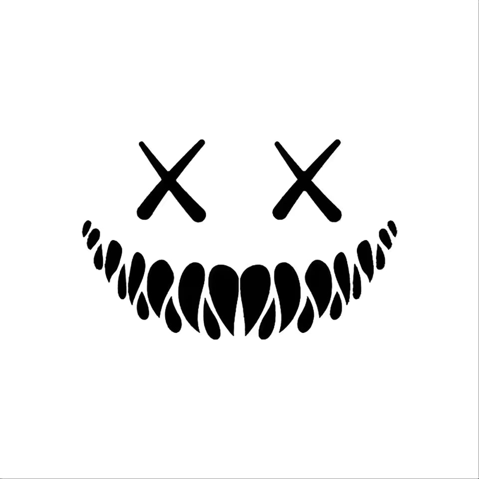 Motorcycle Car Body Helmet Demon Smiling Face Car Rear Windshield Door Cover Personalized Decals Reflective  Die Cut Vinyl Decal