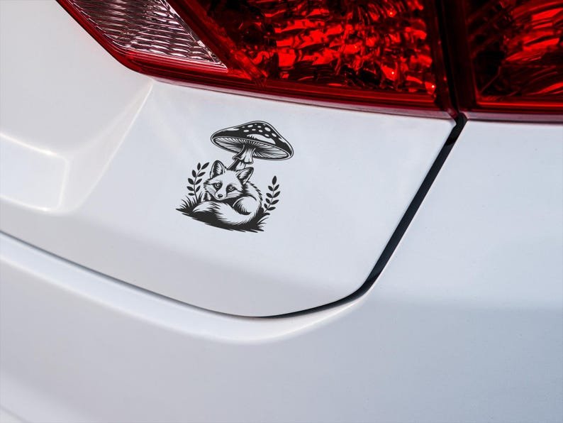 Fox and Mushroom Vinyl Decal Die Cut Vinyl Decal