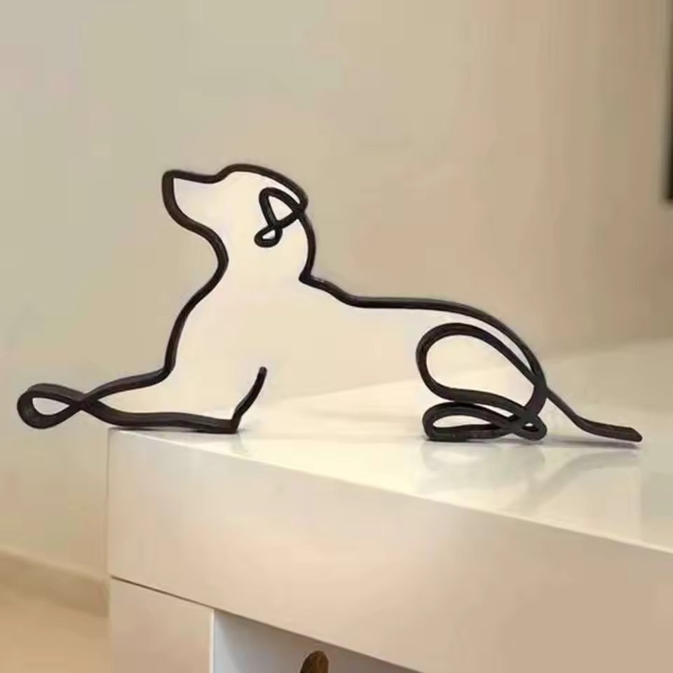 Dog Art Sculpture Simple Metal Dog Abstract Art Sculpture Cute Dog For Household Party Office Desktop Decoration Decoration Item  Die Cut Vinyl Decal