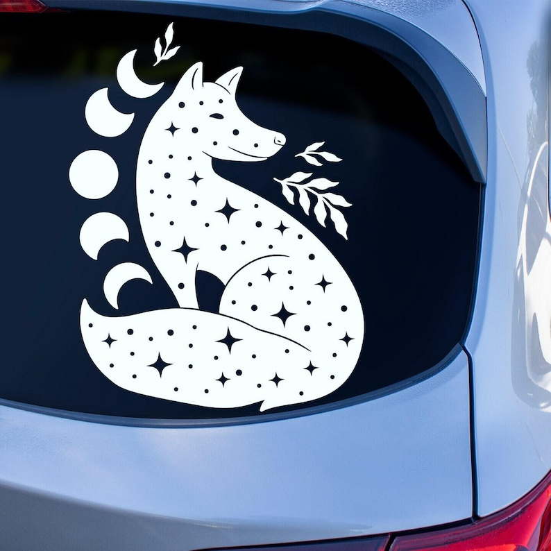 Moon phases fox Die Cut Vinyl Decal