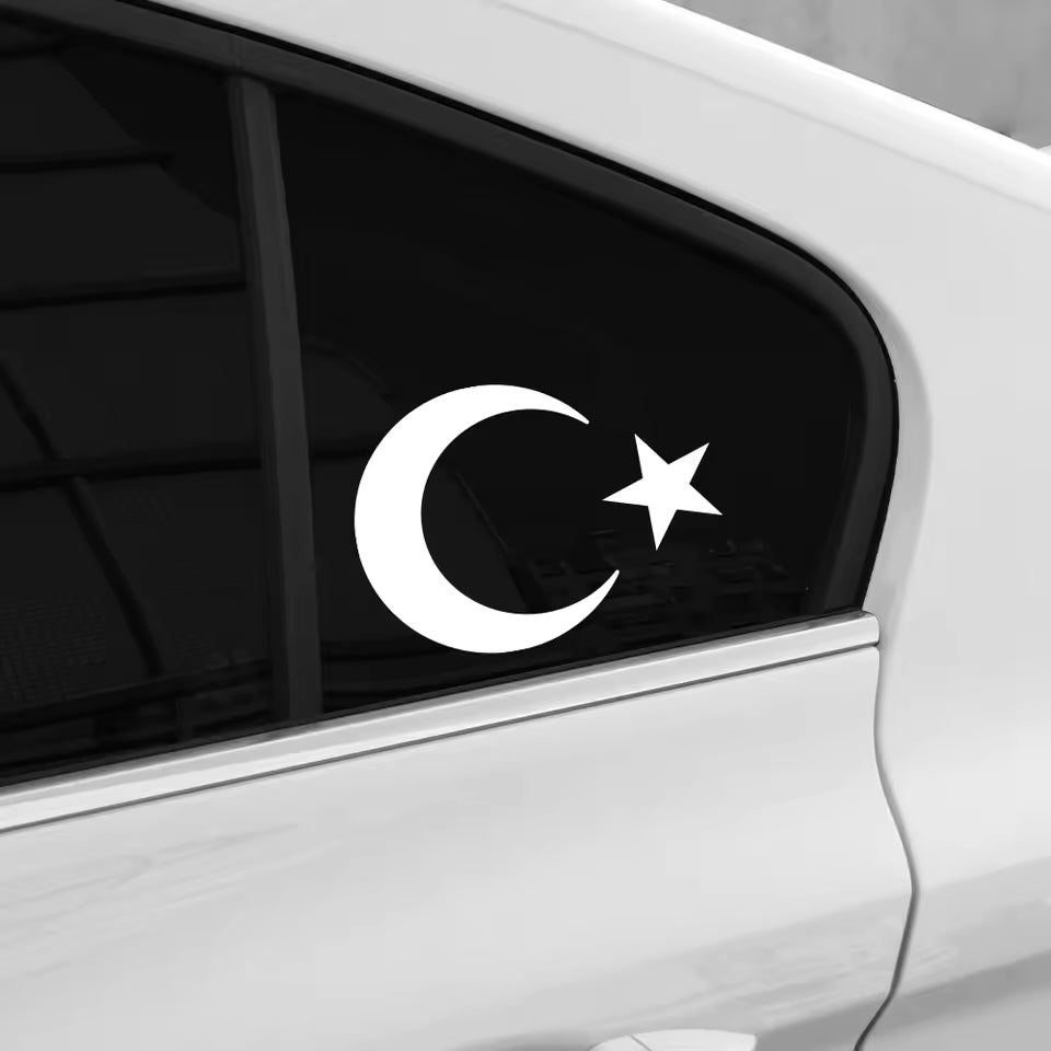 Turkish Flag Moon And Stars Car  Scratch Resistant Vinyl Decals Truck Body Bumper Rear Window Auto Decoration Accessories  Die Cut Vinyl Decal