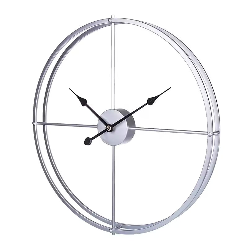 Simple Iron Art Silent Large Wall Clock For Home Decor High Quality 2020 New Arrival - Black + Golden Die Cut Vinyl Decal