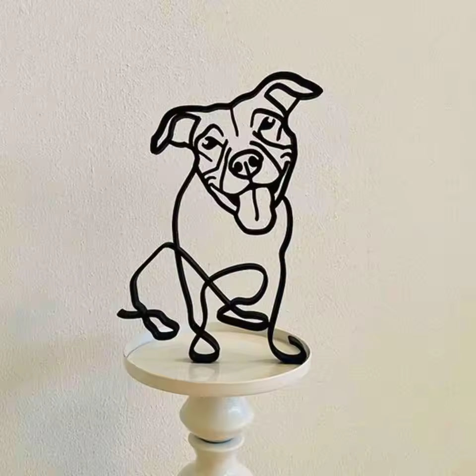 Dog Art Sculpture Simple Metal Dog Abstract Art Sculpture Cute Dog For Household Party Office Desktop Decoration Decoration Item  Die Cut Vinyl Decal