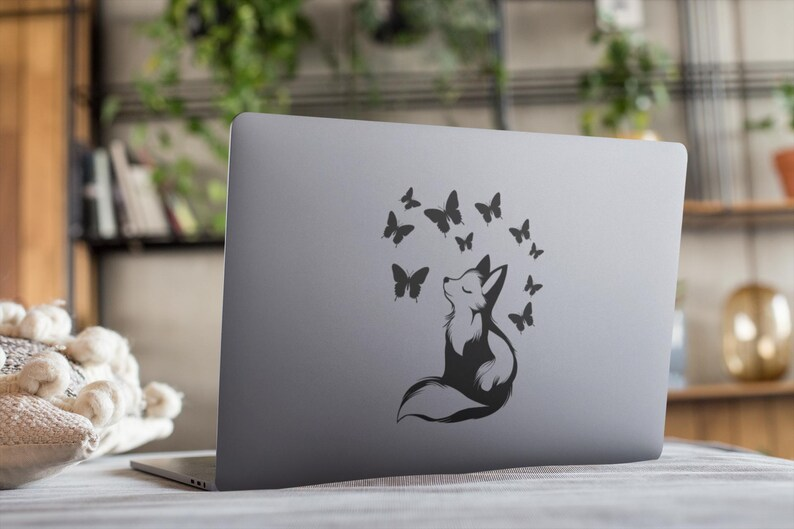 Fox and Butterflies Vinyl Decal Die Cut Vinyl Decal
