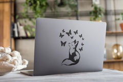 Fox and Butterflies Vinyl Decal Die Cut Vinyl Decal