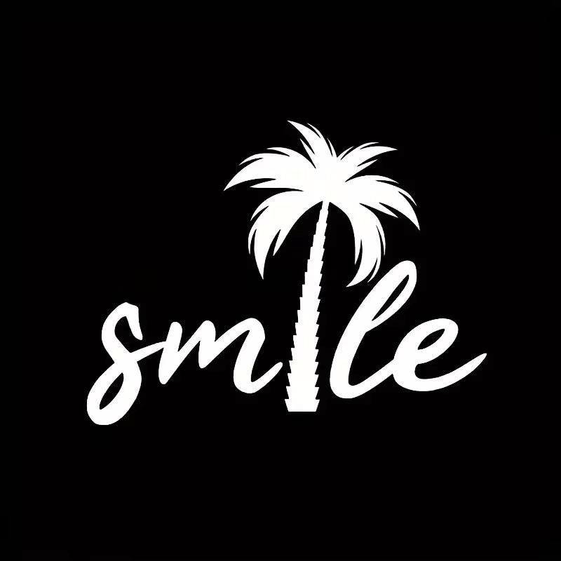 Smile Palm Tree Beach Car  Nautical Theme Removable Waterproof Window Body Decal Die Cut Vinyl Decal