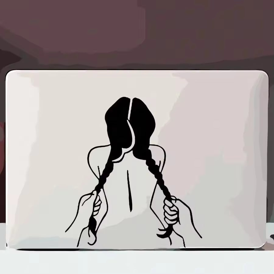 Black Hand Holding Double Ponytail Girl  Flower For Car Body, Side Door Warning  Die Cut Vinyl Decal