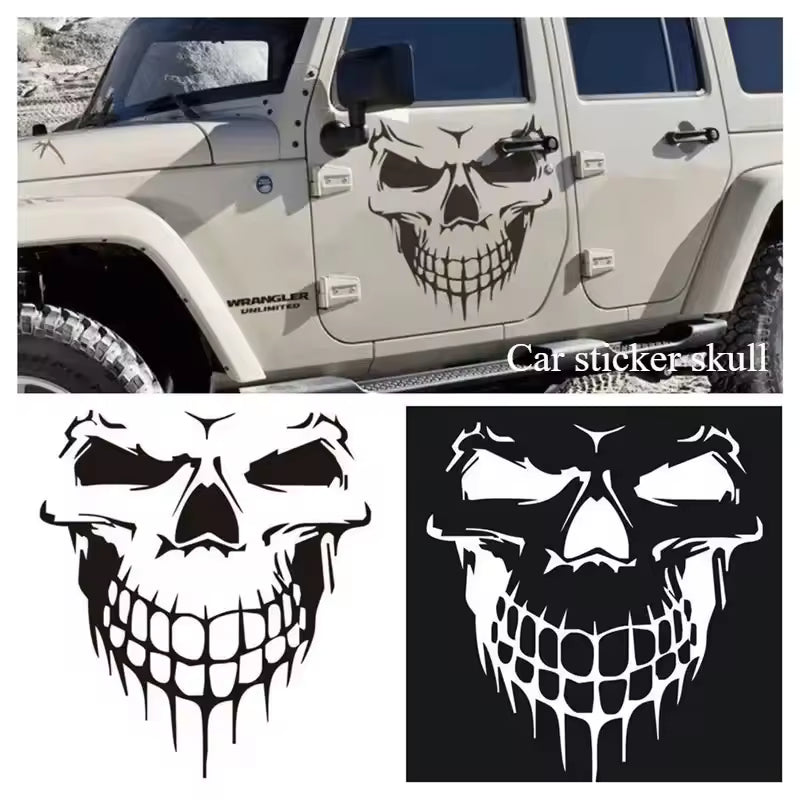 Skull Head Car Stickers and Decals Reflective Vinyl Car Styling Auto Engine Hood Door Window Car Stickers  Die Cut Vinyl Decal