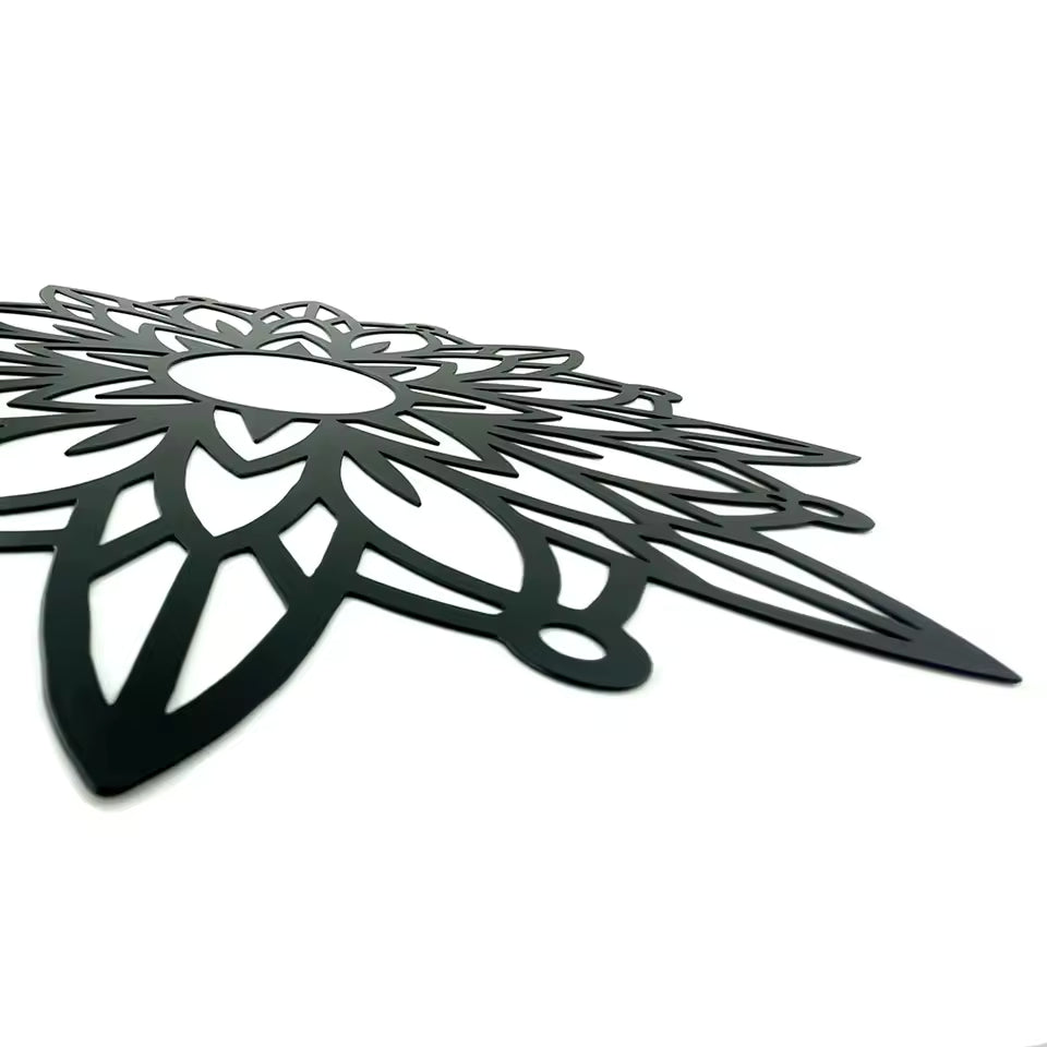 Wildflower Mandala Metal Wall Hanging Sign Flower Silhouette Indoor Outdoor Decor Modern Bedroom Decoration Home Decor  Die Cut Vinyl Decal