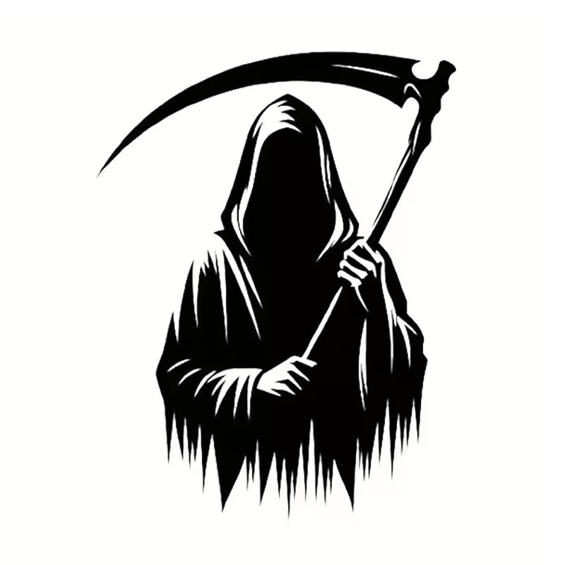 Eye - Catching Grim Reaper Sticker, Scythe - Wielding Design, Perfect for Personalizing Laptops, Cars, Stand Out with Edgy Style  Die Cut Vinyl Decal
