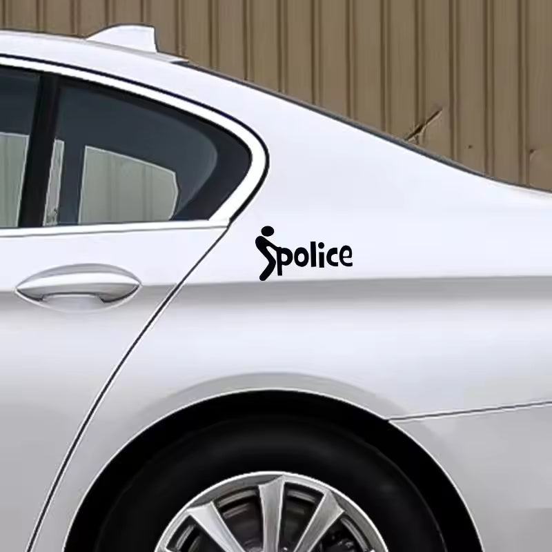 police PVC Cartoon Decorative Decal for Car JDM Police Fun & Creative Decal 3D Carving Vinyl Pattern  Die Cut Vinyl Decal