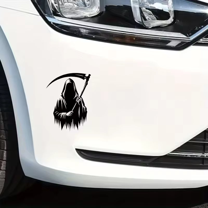 Eye - Catching Grim Reaper Sticker, Scythe - Wielding Design, Perfect for Personalizing Laptops, Cars, Stand Out with Edgy Style  Die Cut Vinyl Decal