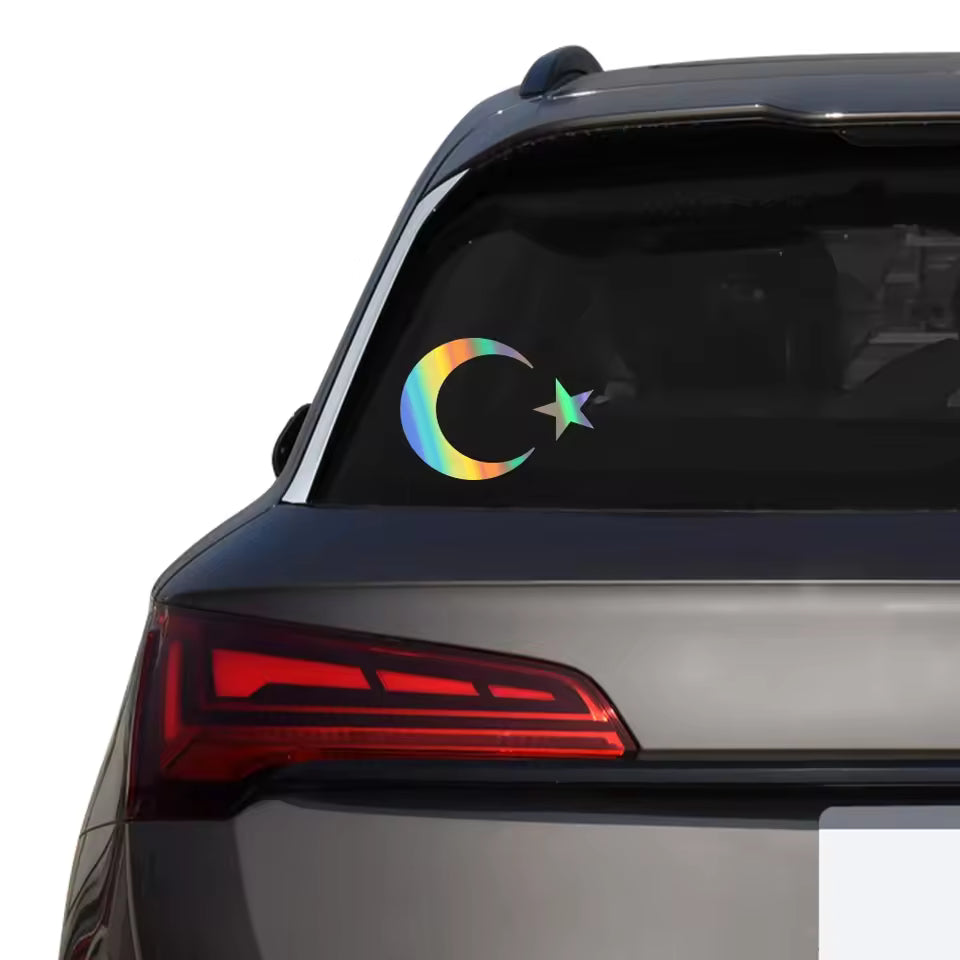 Turkish Flag Moon And Stars Car  Scratch Resistant Vinyl Decals Truck Body Bumper Rear Window Auto Decoration Accessories  Die Cut Vinyl Decal