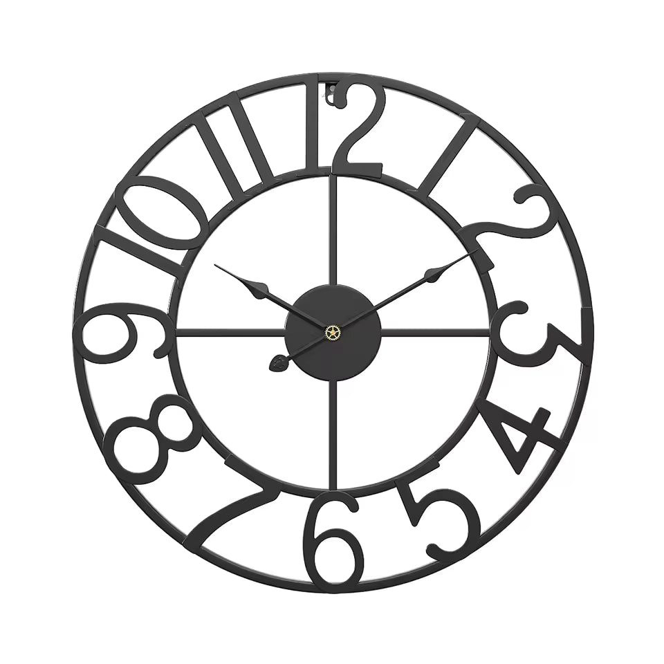 Retro Personality Digital Clock Creative Wrought Iron Living Room Decorative Hanging Clock Watch Home Decoration Wholesale  Die Cut Vinyl Decal