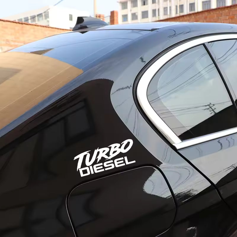TURBO DIESEL Car Sticker Decal Funny Boosted Vinyl Black Silver  Die Cut Vinyl Decal