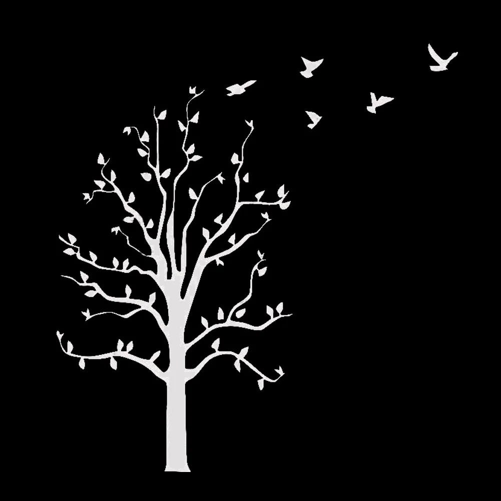 Hloma Tree Flying Birds Auto Car Styling Vehicle Reflective Decals Sticker Decoration | Die Cut Vinyl Decal/ Bumper For Windows, Cars, Trucks, Laptops, Etc.
