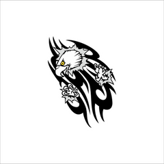 Eagle illustration with tribal style on white Die Cut Vinyl Decal