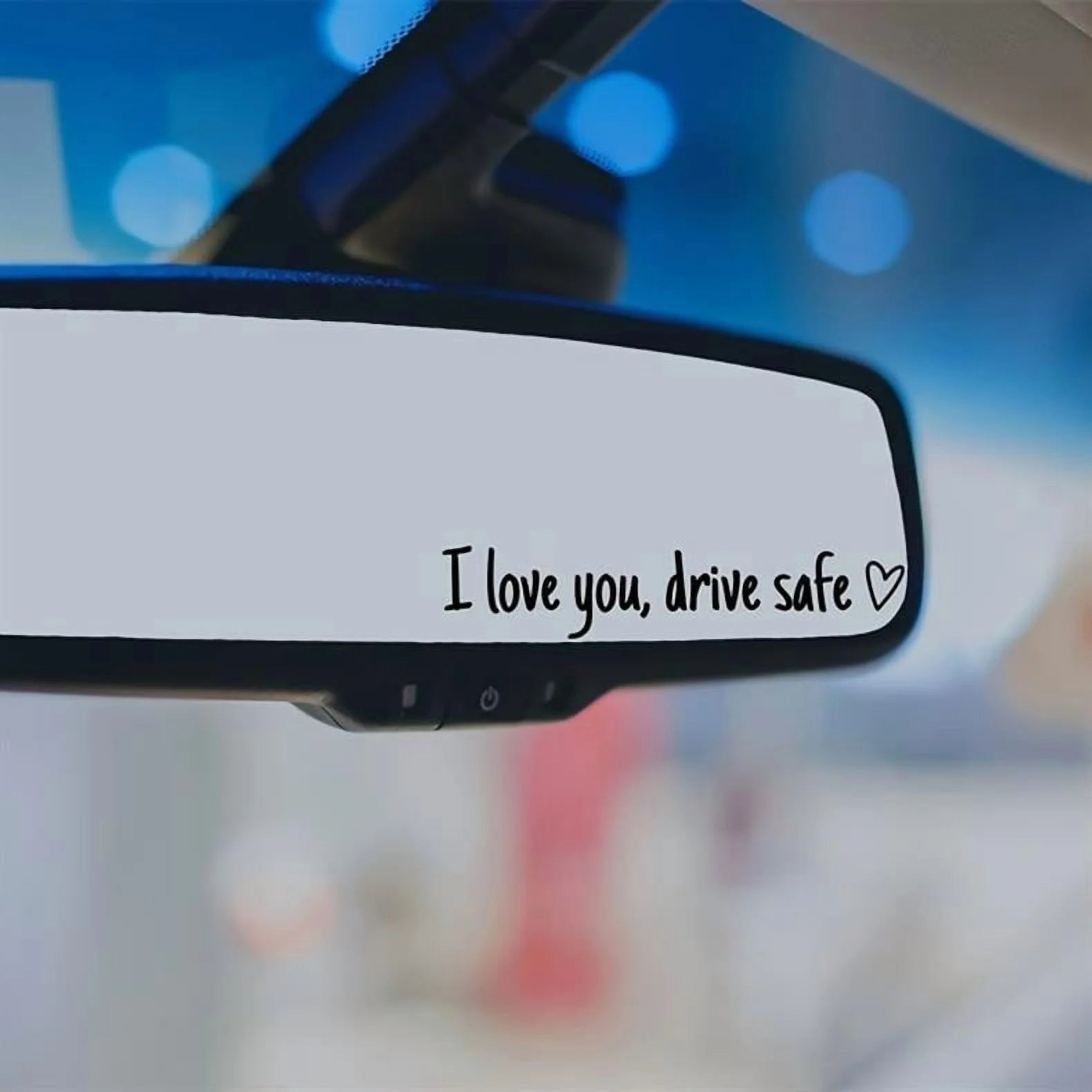 Eliaeconx Rearview Mirror Sticker, Heart Shape Decal, I Love You Design, Drive Safe Message, Car Window Sticker, Vehicle Decor Sticker | Die Cut Vinyl Decal/ Bumper For Windows, Cars, Trucks, Laptops, Etc.