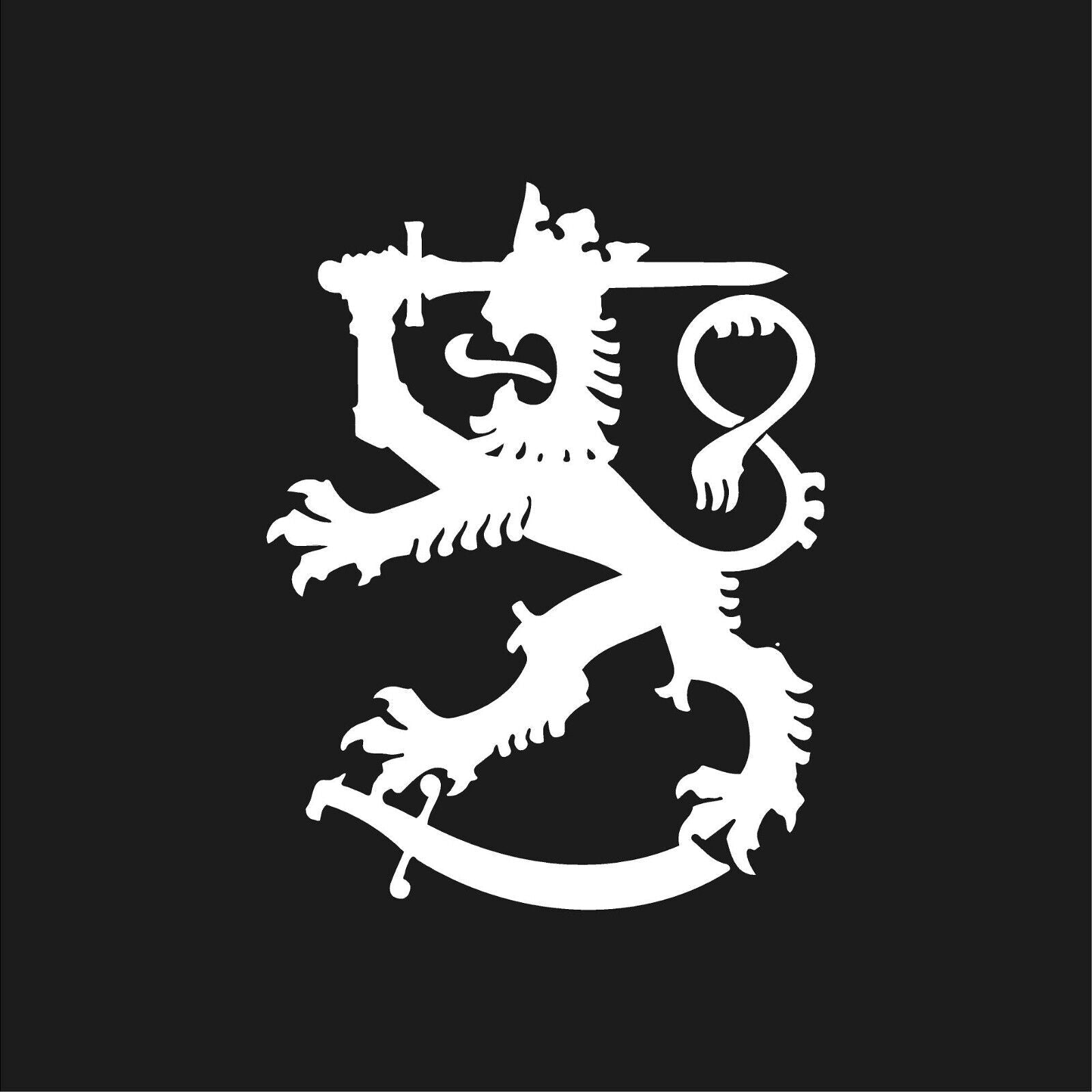 finnish‑lion‑vinyl‑sticker white waterproof for cars trucks laptops