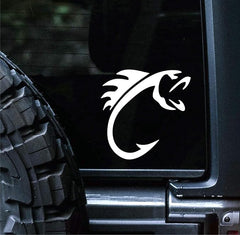 fish hook vinyl die cut decal black fishing sticker for cars trucks windows laptops