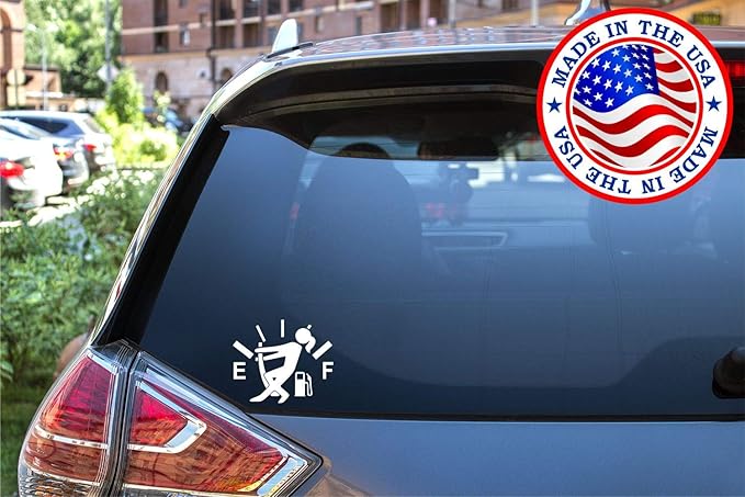 gas gauge girl vinyl funny decal white die cut sticker for vehicle windows and laptops