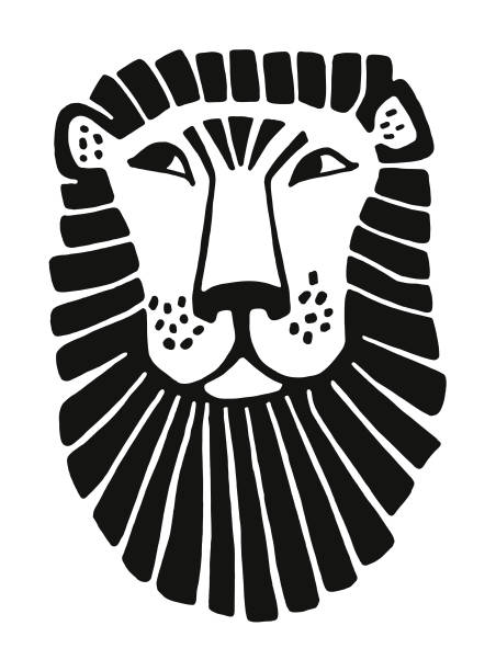 face of a lion - black and white animals  Die Cut Vinyl Decal